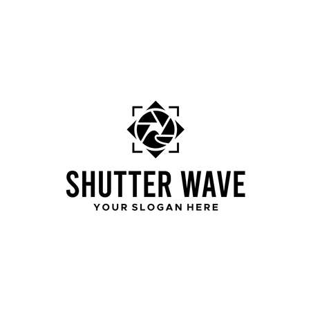 minimalist SHUTTER WAVE lens camera logo designのイラスト素材