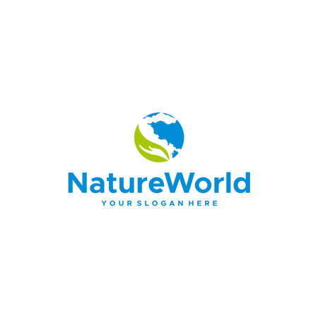 minimalist NatureWorld hand Earth logo designのイラスト素材