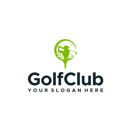 flat GolfClub golfer stick people logo designのイラスト素材