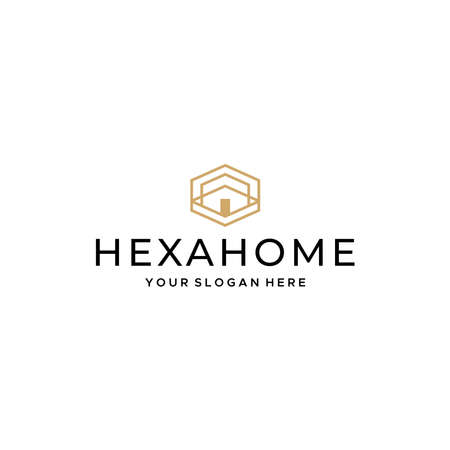 minimalist HEXAHOME building apartment logo designのイラスト素材