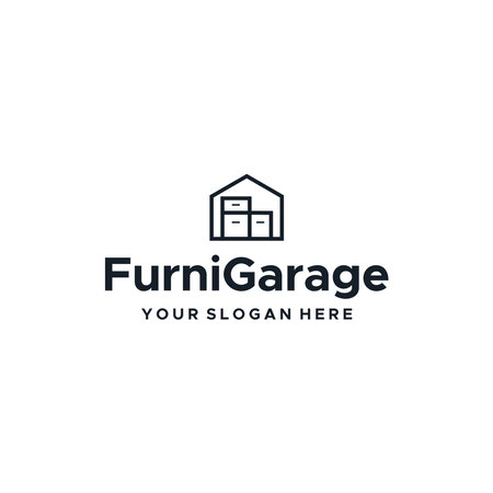 minimalist FurniGarage building home logo designのイラスト素材