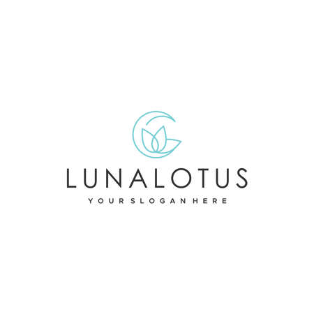Minimalist flat letter mark LUNA LOTUS logo designのイラスト素材