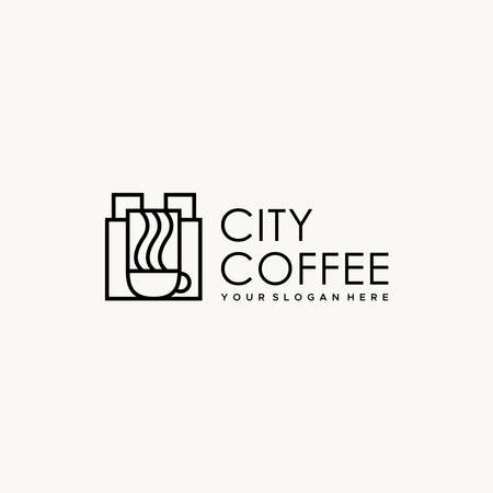 minimalist CITY COFFEE glass grinder logo designのイラスト素材