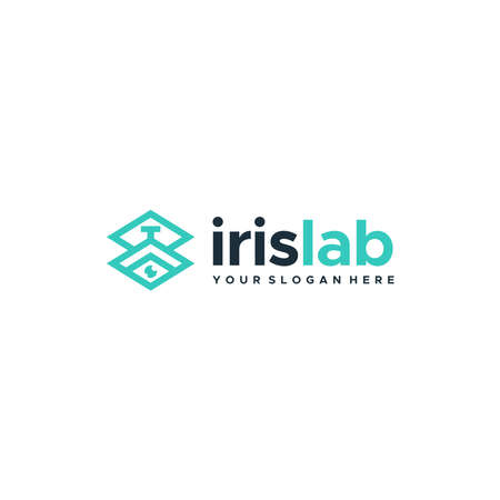 minimalist design IRIS LAB eye logo designのイラスト素材