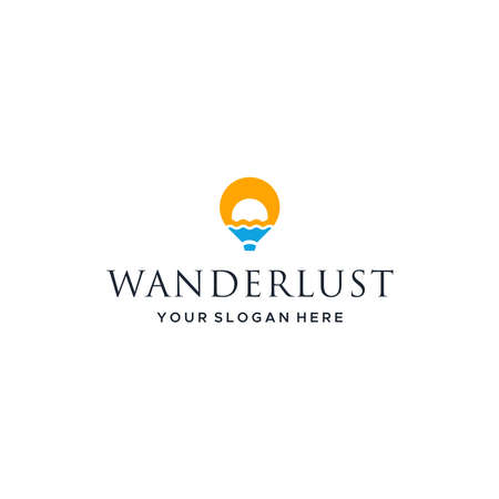 modern WANDERLUST air ballon sunset Logo designのイラスト素材