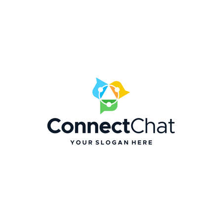 modern CONNECT CHAT colorful circle logo designのイラスト素材