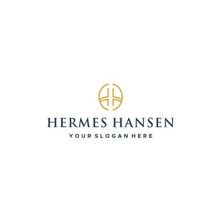 flat HERMES HANSEN building line art Logo designのイラスト素材