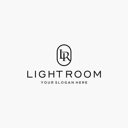 flat lettermark initial LR line art Logo designのイラスト素材