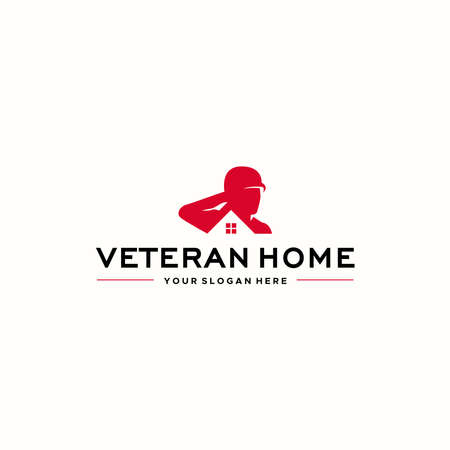 minimalist VETERAN HOME house people logo designのイラスト素材