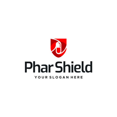 minimalist Phar Shield capsule pill logo designのイラスト素材