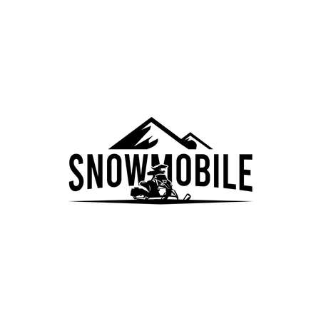 minimalist SNOWMOBILE mountain ski Logo designのイラスト素材