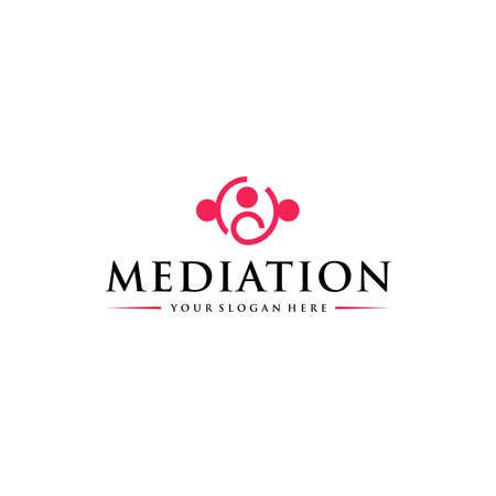 minimalist line art MEDIATION people logo designのイラスト素材