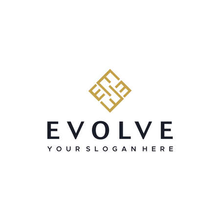 minimalist lettermark initial E EVOLVE Logo designのイラスト素材