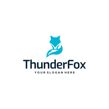 flat ThunderFox wolf stun electric logo designのイラスト素材