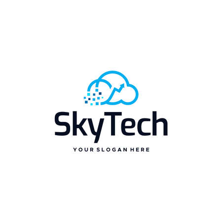 minimalist simple SkyTech line art logo designのイラスト素材