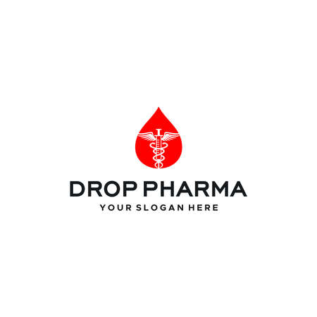 minimalist DROP PHARMA Caduceus wings logo designのイラスト素材