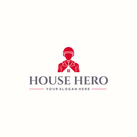 flat HOUSE HERO home people building logo designのイラスト素材
