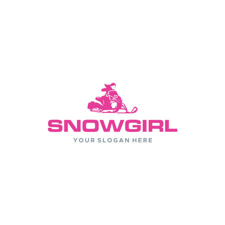 minimalist SNOWMOGIRL people women ski Logo designのイラスト素材