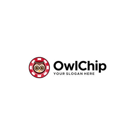 Flat colorful OWLCHIP logo medrn logo desingのイラスト素材
