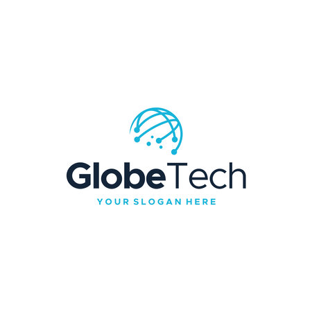 minimalist GlobeTech circle circuit logo designのイラスト素材