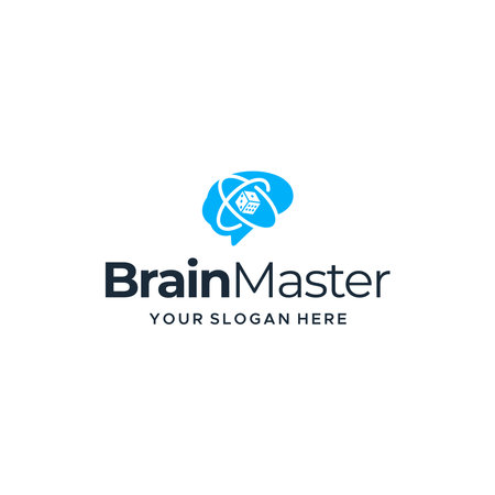 minimalist BrainMaster dice tech mind Logo designのイラスト素材