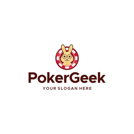 Flat colorful POKERGEEK rabbit cream logo designのイラスト素材