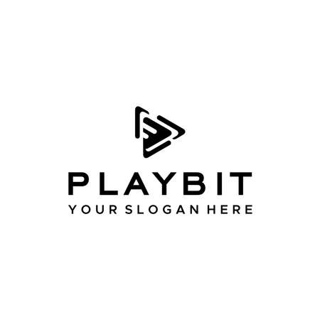 Minimalist PLAY BIT geometric art logo designのイラスト素材