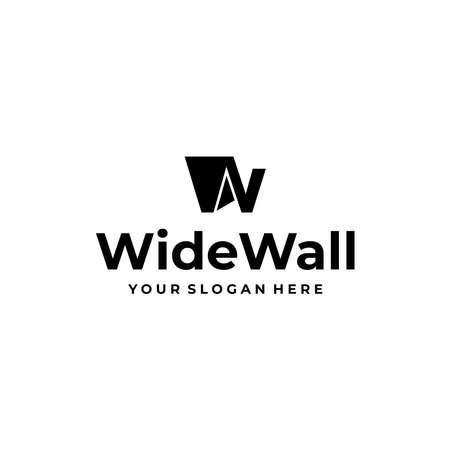 Flat letter mark initial W WIDE WALL Logo designのイラスト素材