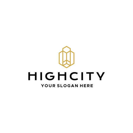 Flat HIGH CITY building real estate Logo designのイラスト素材