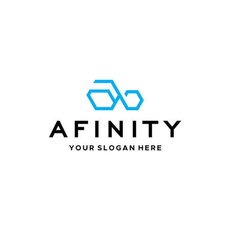 Minimalist line art AFINITY hexagon logo designのイラスト素材