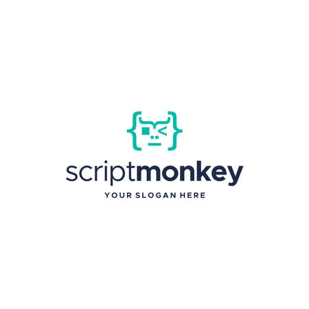 Minimalist SCRIPT MONKEY sign abstract Logo designのイラスト素材