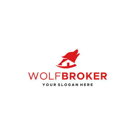 Flat WOLF BROKER building real estate Logo designのイラスト素材