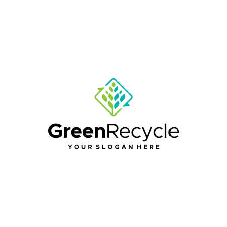 Modern colorful GREEN RECCYCLE leaves logo designのイラスト素材
