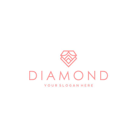 Flat line art DIAMOND jewelry shiny logo designのイラスト素材