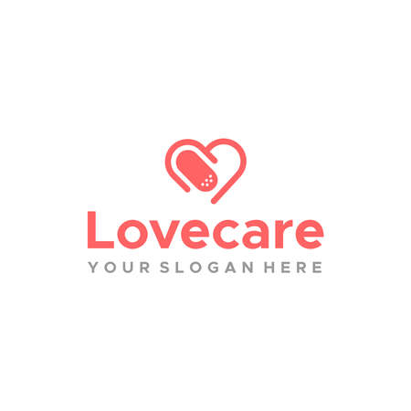 Minimalist colorful LOVE CARE capsule logo designのイラスト素材