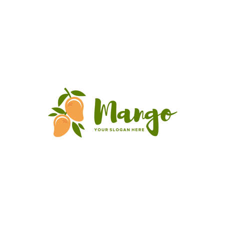 Modern MANGO fresh fruits leaf plants logo designのイラスト素材