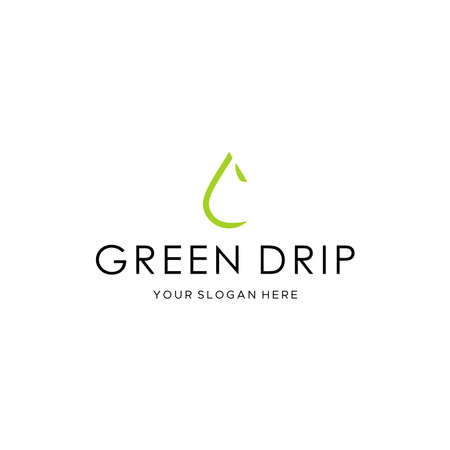 Flat colorful GREEN DRIP splash Logo designのイラスト素材