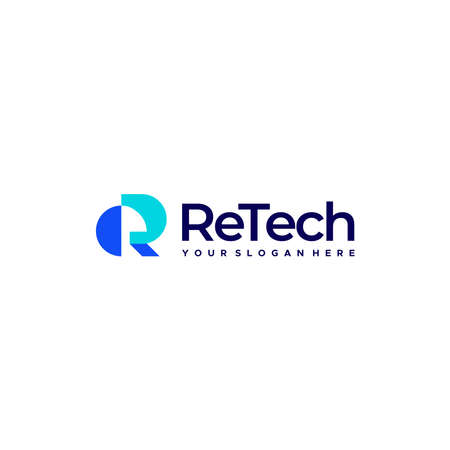 Modern flat colorful initial R RETECH logo designのイラスト素材