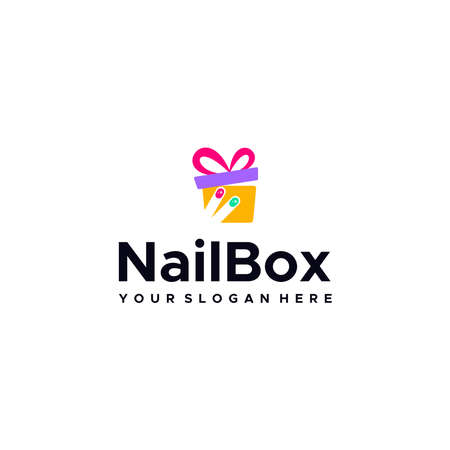 Modern NAIL BOX colorful package logo designのイラスト素材