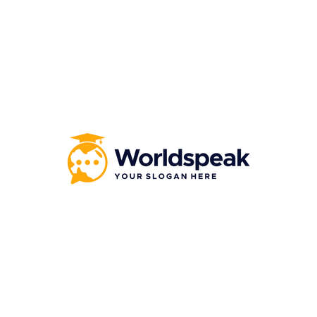 modern Worldspeak globe hat circle Logo designのイラスト素材