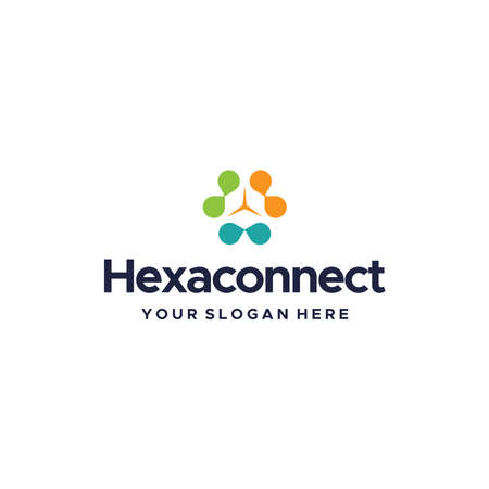 Modern flat colorful HEXACONNECT logo designのイラスト素材