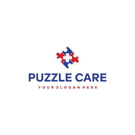 Modern flat colorful PUZZLE CARE logo designのイラスト素材