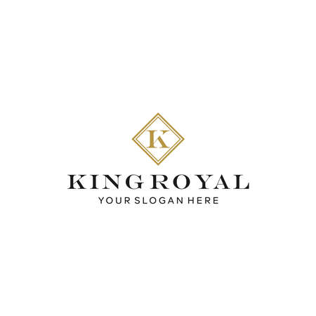 Flat letter mark initial K KING ROYAL logo designのイラスト素材