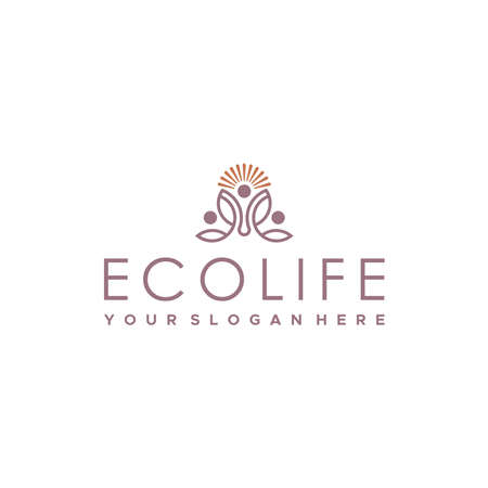 Modern flat letter mark ECO LIFE logo designのイラスト素材