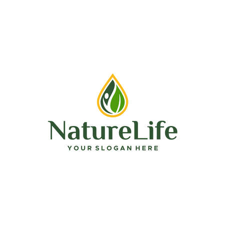 Modern colorful NATURE LIFE leaves logo designのイラスト素材