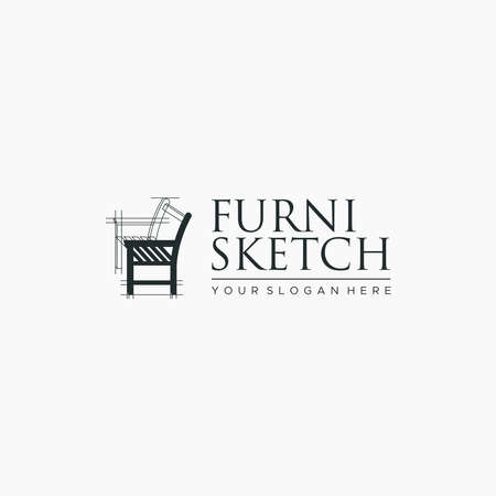 Minimalist FURNI SKETCH silhouette logo designのイラスト素材