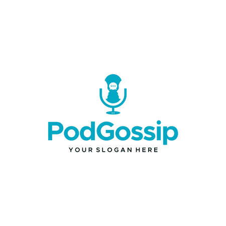 Modern colorful POD GOSSIP microphone Logo designのイラスト素材