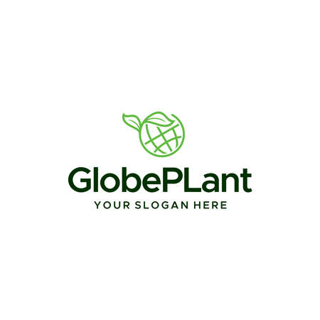 Minimalist GLOBE PLANT world leaves logo designのイラスト素材