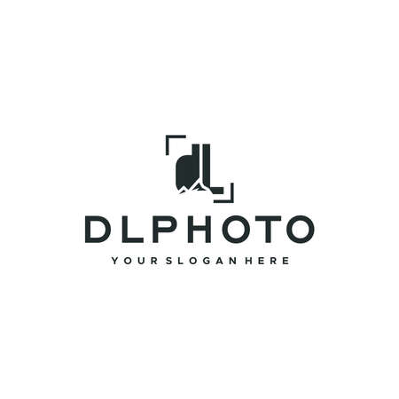 Flat letter mark initial DLPHOTO lens logo designのイラスト素材