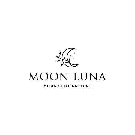 Flat letter mark MOON LUNA moon star logo designのイラスト素材